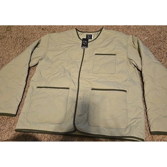 Original Use Green Sage Lightweight Quilted Shirt Jacket Large Pockets Front - Picture 2 of 7